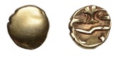 British Iron Age, GALLO-BELGIC, Uninscribed issues, gold Quarter-Stater, series D [Uniface type], plain, rev....