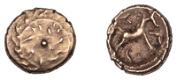 British Iron Age, ATREBATES and REGNI, Tincomarus (c. 25 BC - AD 10), gold Quarter-Stater, Spiral type, circular...