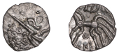 British Iron Age, DOBUNNI, Anted (c. 20-43), silver Unit, Anted type, head right, pellets for hair, pellet-in-ring...