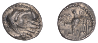 British Iron Age, ATREBATES and REGNI, Epaticcus (c. AD 20-40), silver Unit, Eagle type, bust right, wearing...