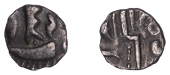 British Iron Age, DUROTRIGES, Uninscribed issues, silver Quarter-Stater, Duro Boat Dots type, ‘three men in a...