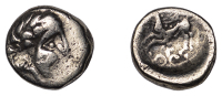 Continental Iron Age, GAUL, Carnutes, ‘white gold’ Quarter-Stater, laureate head of Apollo right, rev. horse...