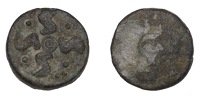 Continental Iron Age, NORTHERN GAUL, Aduatuci, Avavcia, bronze Unit, c. 1st Century BC, swastika of four horse heads...