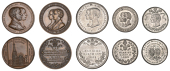 The Opening of the Halifax Town Hall, 1863, a bronze medal by J. Moore, 38mm; Marriage of the Prince of Wales and...