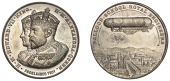 Royal Engineers Balloon School, 1901, a white metal medal by A. Fenwick, conjoined crowned busts left, rev....