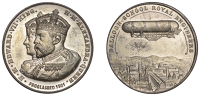 Royal Engineers Balloon School, 1901, a white metal medal by A. Fenwick, conjoined crowned busts left, rev....