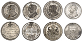 The Opening of Tower Bridge, 1894, a white metal medal by A. Miesch, conjoined busts left, rev. ship sailing through...