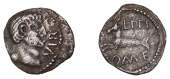 British Iron Age, CANTII, Verica (c. AD 10-20), silver Unit, Capricorn type, head right, vir before, [–] behind,...