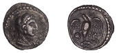 British Iron Age, ATREBATES and REGNI, Caratacus (c. AD 40-43), silver Unit, Eagle type, bust right, wearing...
