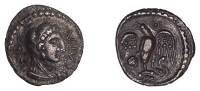 British Iron Age, ATREBATES and REGNI, Caratacus (c. AD 40-43), silver Unit, Eagle type, bust right, wearing...