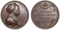 Martin Folkes, 1740, a copper medal by J.A. Dassier, bust right in cap, rev. legend and date within ornamental...