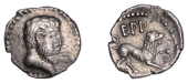 British Iron Age, ATREBATES and REGNI, Eppillus (c. 20 BC - AD 1), silver Unit, Lion type, bearded head right,...