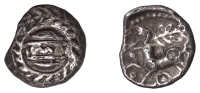 British Iron Age, CATUVELLAUNI and TRINOVANTES, Cunobelin (c. AD 8-41), silver Unit, Man Horse type, camvl in panel,...