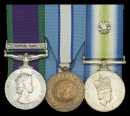 The ‘Operation Nimrod’ campaign group of three awarded to Acting Warrant Officer Class I D. J. Beddow, Special...