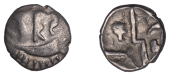 British Iron Age, DUROTRIGES, Uninscribed issues, silver Quarter-Stater, Duro Boat Bird type, ‘three men in a...