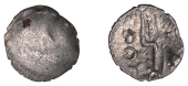 British Iron Age, DUROTRIGES, Uninscribed issues, silver Quarter-Stater, Badbury Rat type, trace of ‘three men in...