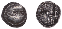 British Iron Age, CATUVELLAUNI and TRINOVANTES, Cunobelin (c. AD 8-41), silver Unit, Amphora type, camvl in panel,...