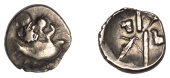 British Iron Age, DUROTRIGES, Uninscribed issues, gold Quarter-Stater, Duro Boat Gold type, ‘three men in a...