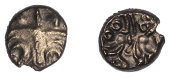 British Iron Age, EAST WILTSHIRE, Uninscribed issues, base gold Quarter-Stater, Vale of Pewsey type, cruciform...