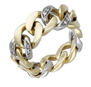 A diamond ring, of curb-link design, partially set with brilliant-cut diamonds, stamped ‘750’, ring size M.	...