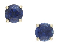 A pair of sapphire ear studs, the circular-cut sapphires in a four claw setting, diameter 6mm.	 £200-£300