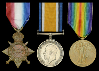 Three: Corporal A. J. Brotchie, 21st Lancers, who took part in the regiment’s celebrated charge at Shabkadar on 5...