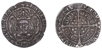 Henry VII (1485-1509), Facing Bust issue, Groat, class IIIb, mm. small escallop, crown with two jewelled arches,...