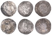 David II (1329-1371), Second coinage, Class A, Groats (3), all Edinburgh, class A1, mm. cross pattée, small young...