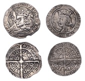 David II (1329-1371), Second coinage, Class B, Groats (2), both  Edinburgh, class B, mm. cross pattée, large young...