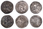 David II (1329-1371), Second coinage, Class B, Groats (3), all Edinburgh, class B, mm. cross pattée, large young...