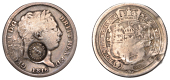 Costa Rica, Republic, countermarked coinage, 2 Reales, a George III Shilling, 1816, with type VI countermark (KM...