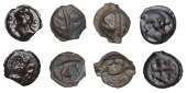 Continental Iron Age, GAUL, Leuci, cast Potins (4), head left, rev. boar standing right, decoration below, 4.86g/9h...
