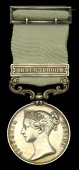 Army of India 1799-1826, 1 clasp, Bhurtpoor (Paymr. Serjt. Wm. Betson, 11th Lt. Drags.) short hyphen reverse,...