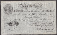 Bank of England, Basil G. Catterns, £50, Newcastle on Tyne, 12 September 1931, serial number 62/X 02324, ink...