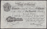 Bank of England, Kenneth O. Peppiatt, £500, Liverpool, 30 September 1936, serial number 43/Z 02859, exceptional...