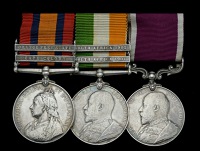 Three: Staff Quartermaster Sergeant W. E. Burgg, Army Pay Corps

Queen’s South Africa 1899-1902, 2 clasps, Cape...