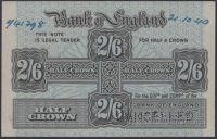 Bank of England, Kenneth O. Peppiatt, specimen Half a Crown, May 1941, no serial number, perforated CANCELLED, order...
