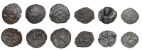 Continental Iron Age, GAUL, Ambiani, bronze Units (2), bull standing right, bucranium above and below, rev. horseman...