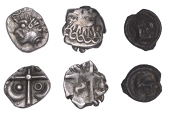 Continental Iron Age, SOUTHWEST GAUL, Tolosates, silver Units (2), stylised head facing left, rev. cross diving four...