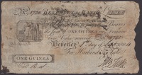 Beverley Old Bank, for Harland & Tuke, 1 Guinea, 5 September 1804, serial number 8720, signed by Tuke, ink burn...