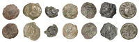 Continental Iron Age, GAUL, Bellovaci, cast Potin, large celticised head right, rev. vertical line dividing field,...