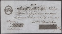 Chipping Norton Bank, for Wm Atkins & Sons, £1, 2 May 1815, serial number E3395, Wm Atkins Jr signature, pinholes,...