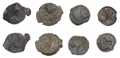 Continental Iron Age, NORTHEAST GAUL, Suessiones, cast Potin, head right, prominent nose and spikes of hair...