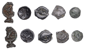 Continental Iron Age, NORTHEAST GAUL, Suessiones, cast Potin, stylised head facing left, rev. horse facing right,...
