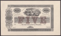 Cumberland Union Banking Company, Limited, Carlisle, an obverse proof for a £5, 6 October 1886, no serial number or...