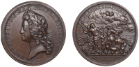 Second Treaty of Vienna, 1731, a copper medal by J. Croker, laureate bust of George II left, rev. Neptune in sea...