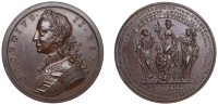 British Victories, 1758, a copper medal, unsigned [by J. Kirk?], laureate and armoured bust of George II left, rev....