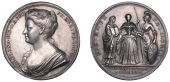Queen Caroline, Coronation, 1727, a silver medal by J. Croker, bust left, rev. Queen standing between Religion and...