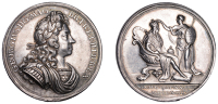 George I, Coronation, 1714, a silver medal by J. Croker, laureate bust right, rev. Britannia crowning King, 34mm,...