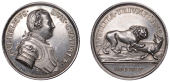 Jacobite Rebels Retreat to Scotland, 1745, a silver medal by T. Pingo, armoured bust of the Duke of Cumberland...